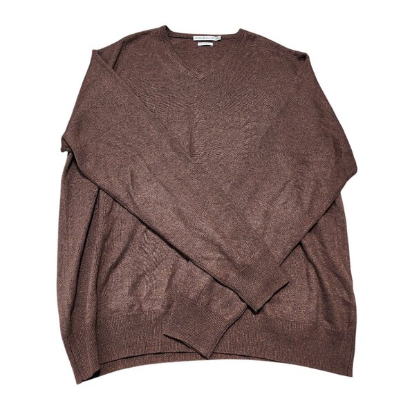 Peter Millar Mens Brown V-Neck Sweater XL Silk Cotton Cashmere Soft Luxury‎ Knit - Picture 3 of 9
